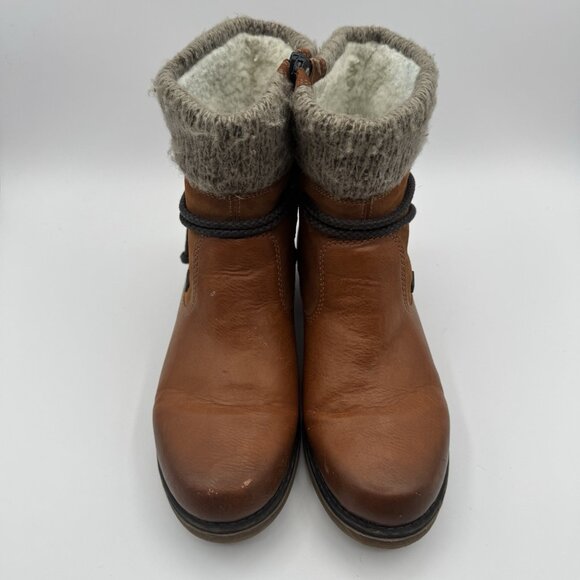 Rieker Women's Fee Sherpa Lined Faux Leather Boots Size EU 39 US 8 Brown Zip - Picture 7 of 9